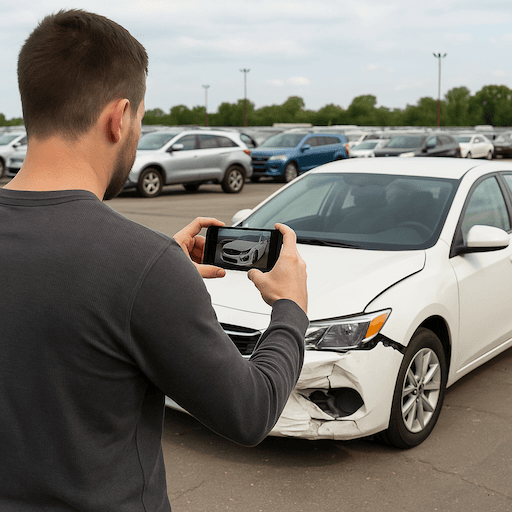 Car auction with damaged vehicles
